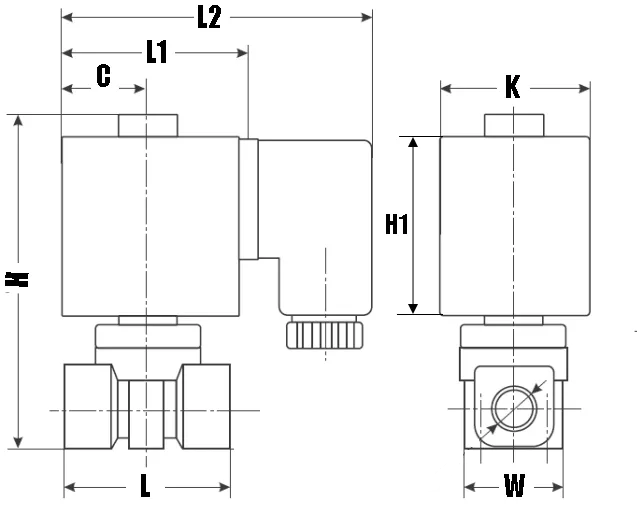 Клапан электромагнитный соленоидный двухходовой миниатюрный DN.ru-DHSM31-S прямого действия (НЗ) Ду8-3.0 (1/4 дюйм), Ру10 корпус - сталь 316, уплотнение NBR, резьба G, с катушкой S91B 24В