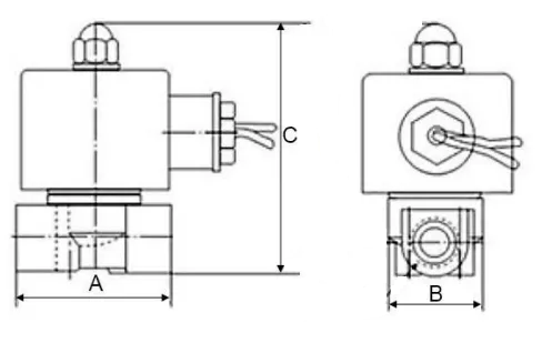 Клапан электромагнитный соленоидный двухходовой DN.ru-DW11-S прямого действия (НЗ) Ду40-40 (1 1/2 дюйм), Ру6 корпус - сталь 304, уплотнение - NBR, резьба G, с катушкой 24В
