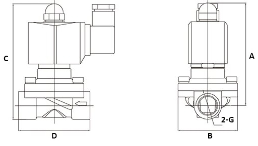 Клапан электромагнитный DN.ru VS100-NT-NC-24VDC 1 1/4ʺ Ду32 Ру10, соленоидный двухходовой, корпус - латунь, уплотнение - NBR, резьбовой, нормально закрытый, прямого действия, катушка - 24В