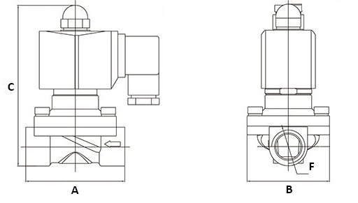 Клапан электромагнитный DN.ru VS200-NT-NC-220VAC 3/4ʺ Ду20 Ру10, соленоидный двухходовой, корпус - латунь, уплотнение - NBR, резьбовой, нормально закрытый, прямого действия, катушка - 220В