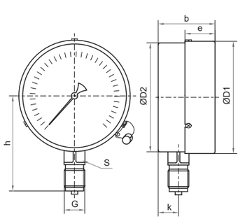 Манометр Росма ТМ-610Р.00 (0-16 МПа) М20х1.5 1.0 общетехнический 150 мм, радиальное присоединение, 0-16 МПа, класс точности 1