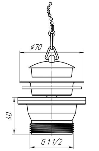 Выпуск для кухонной мойки АНИ Пласт 1 1/2″ с нержавеющей решеткой диаметром 70 мм