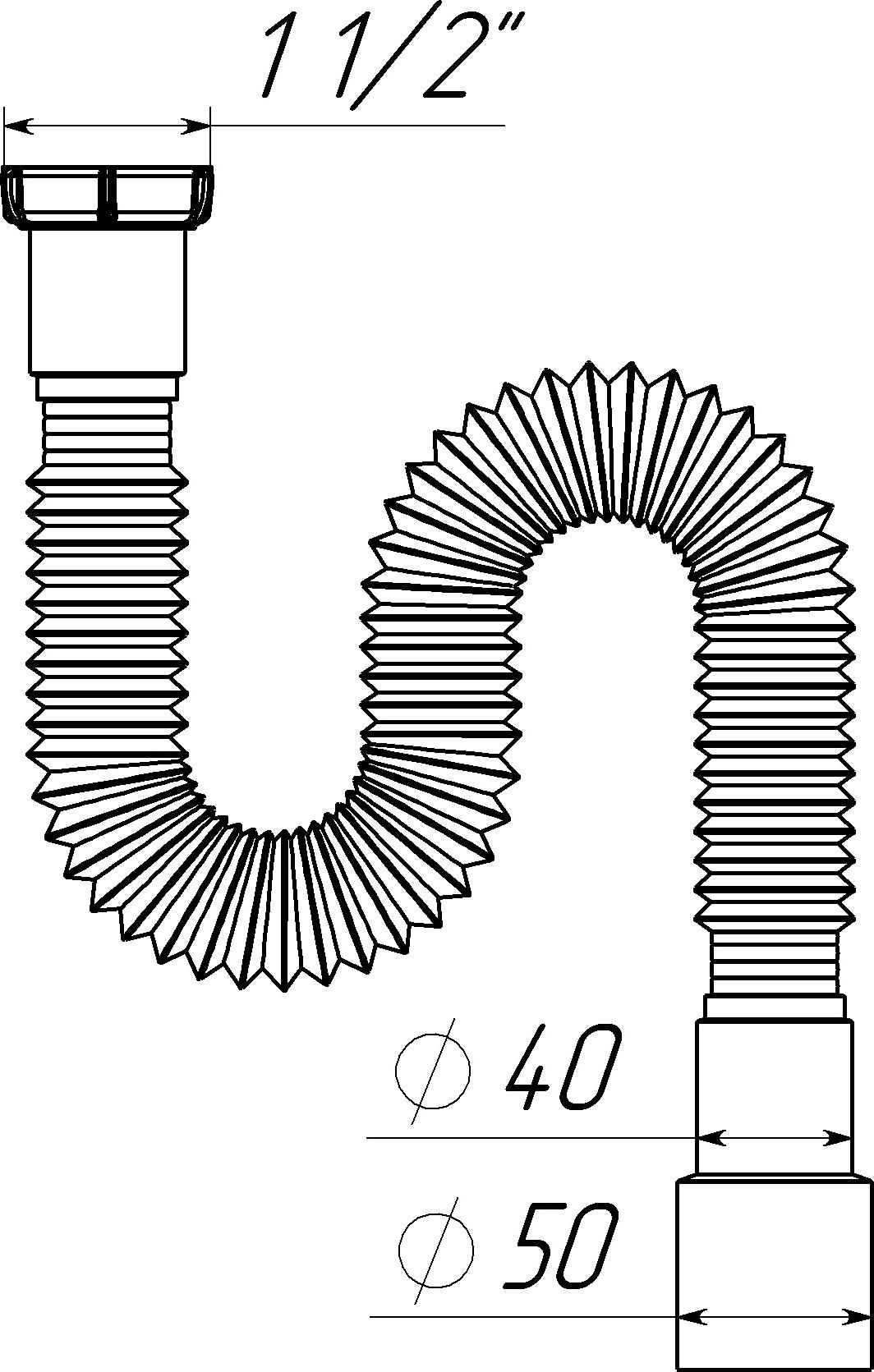 K116/T113 Гибкая труба удлиненная 1 1/2x40-50