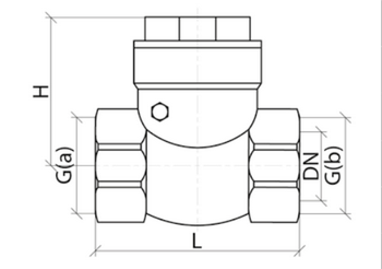 Эскиз Клапан обратный поворотный Aquasfera заслонка латунный 1 1/2″ Ду40 Ру25