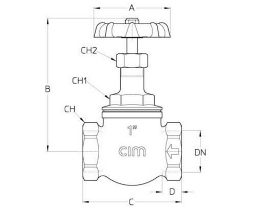 Клапан запорный Cimberio 81L 1 1/2″ Ду40 Ру16 внутренняя резьба, с PTFE диском, корпус - бронза