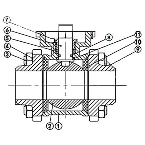 Кран шаровой полнопроходной DN.ru КШПП 316.200-ISO Ду15 Ру63 под приварку, материал корпуса - нержавеющая сталь SS316 с ISO фланцем и редуктором DN.ru HAM-1