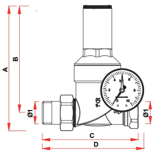 Регулятор давления FAR FA 2820 1/2″ Ду15 Ру25 без манометра, латунный, внутренняя/наружная резьба (редуктор)