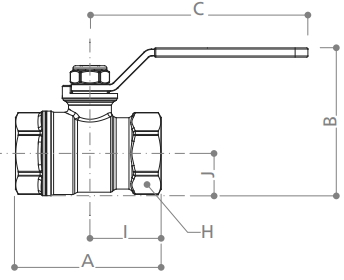 Эскиз Кран шаровой Giacomini R250D 1″ Ду25 Ру35 стандартнопроходной, хромированный, внутренняя резьба, ручка-рычаг (R250X005)