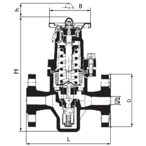 Регулятор давления после себя Гранрег КАТ41F Ду20 Ру25, диапазон рабочих давлений 3.5-8.6 бар, тип присоединения-фланцевый