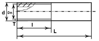Эскиз Резьба стальная КАЗ 1 1/4″ Ду32 Ру16 L=30мм из труб по ГОСТ 3262-75