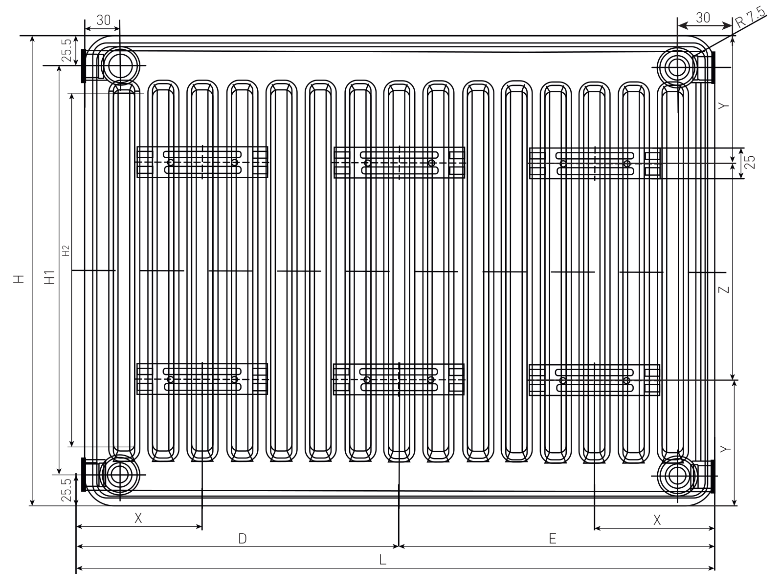 Радиатор стальной панельный Oasis Pro 11-4 PN 400х1500 мм настенный, присоединение резьбовое - 1/2″, подключение - нижнее, белый