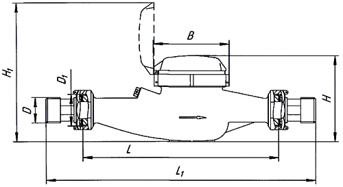 Счетчик воды крыльчатый многоструйный Декаст ВСКМ 90-25 АТЛАНТ ДГ1 Ду25 РУ16 резьбовой, импульсный, до 120°С, L=260 мм, в комплекте с монтажным набором