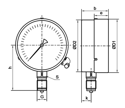 Манометры Росма ТМ-510Р (0,06МПа) общетехнические, радиальное присоединение,  класс точности 1.5