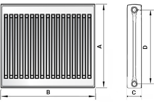 Радиатор панельный Royal Thermo COMPACT C11 1.079 кВт настенный, высота - 300 мм, длина 1400 мм, количество панелей - 1, присоединение резьбовое - 1/2
